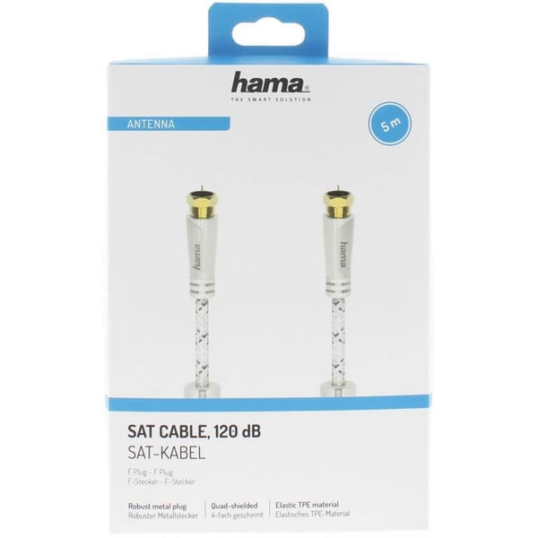 Hama Kabel Antenn SAT 120dB F-Plug-F-Plug Vit 5m