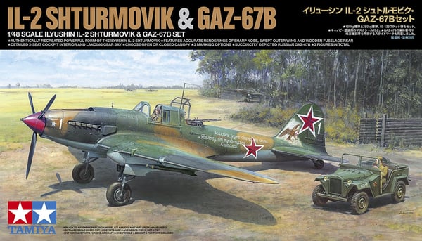 Tamiya 1/48 Ilyushin IL-2 Shturmovik &amp; GAZ-67B-sett