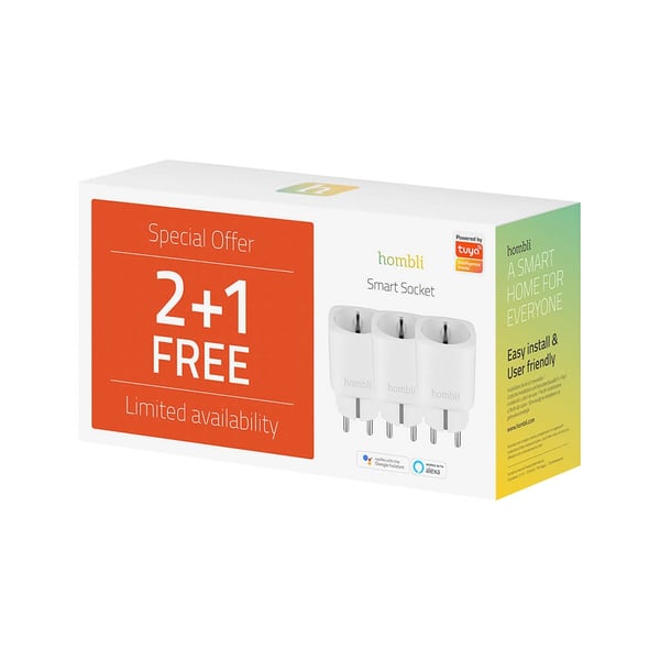 Hombli EU Smart Plug Promo Pack 2+1 Hvid