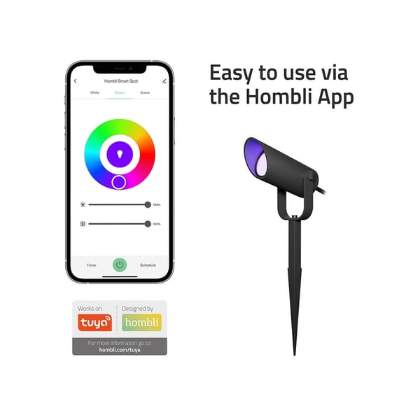 Hombli Smart Utendørs Spotlight 1-pak RGB CCT Svart