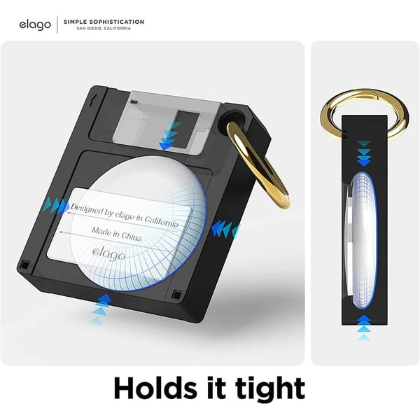 ELAGO Floppy Disc Case for AirTag Black