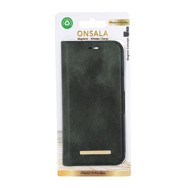Onsala Mobildeksel Eco 2 Kortrom MagSeries Mørkegrønn - iPhone 15 Pro Max