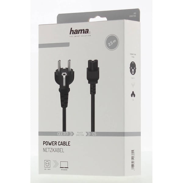 Hama Nettkabel 3-pins Sort 2,5m
