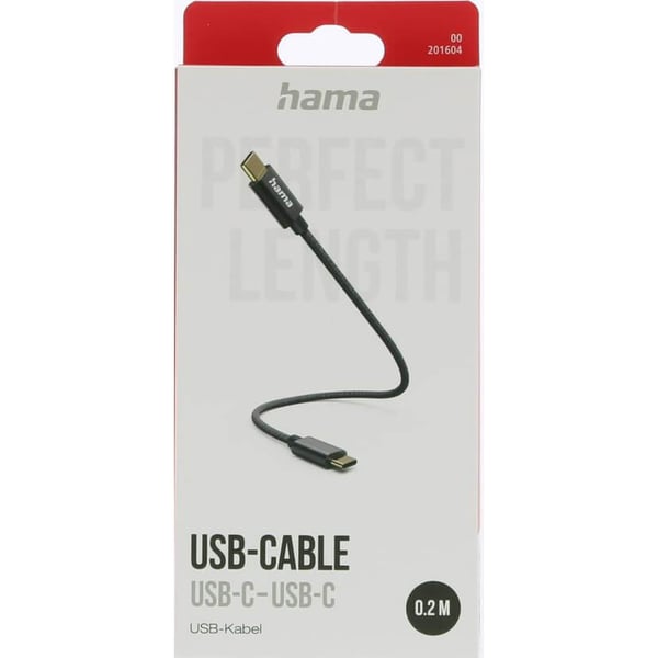 Hama Ladekabel USB-C till USB-C 0.2m Svart
