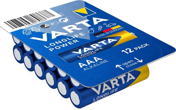 Varta LR03/AAA (Micro) (4903) batteri, 12 stk. eske alkalisk manganbatteri, 1,5 V