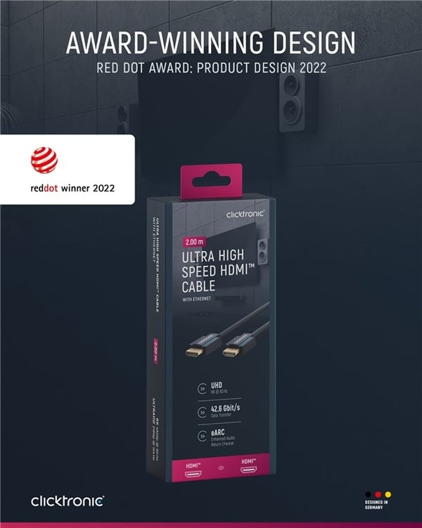 ClickTronic Ultrahøyhastighets HDMI™-kabel Premium-kabel | 1x HDMI™-kontakt 1x HDMI™-kontakt 1x HDMI™-kontakt | 2,0 m | UHD 8K @ 60 Hz