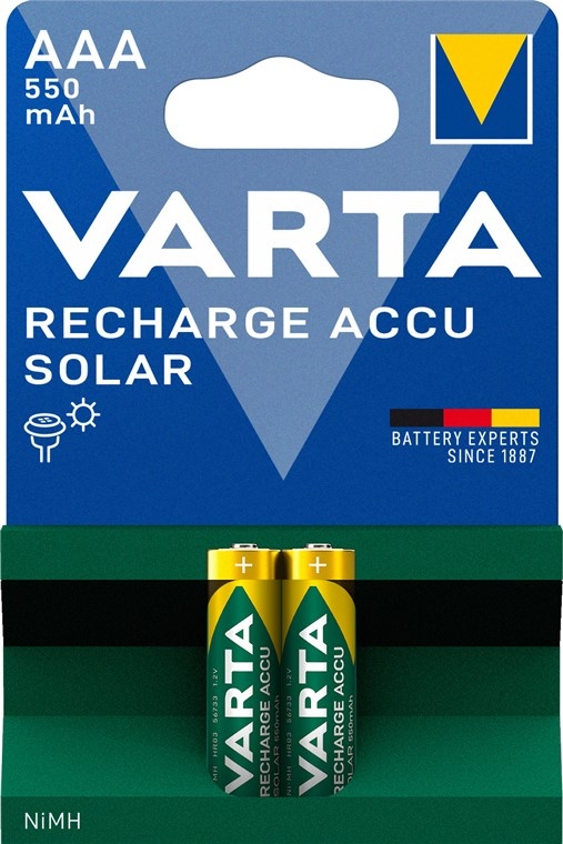 Varta AAA (Micro)/HR03 (56733) laddningsbart batteri - 550 mAh, 2 st. blister Nickel-metallhydrid batteri (NiMH), 1,2 V