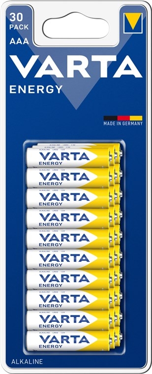 Varta LR03/AAA (Micro) (4103) batteri, 30 st. i blister alkaliskt manganbatteri, 1,5 V