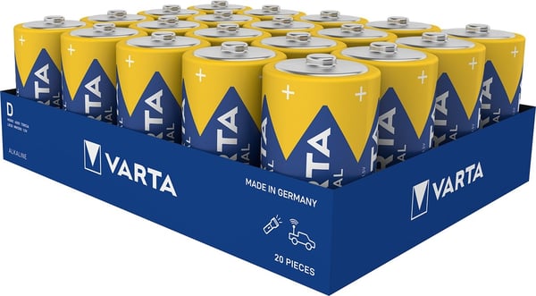 Varta LR20/D (Mono) (4020) batteri, 20 stk. i eske alkalisk manganbatteri, 1,5 V