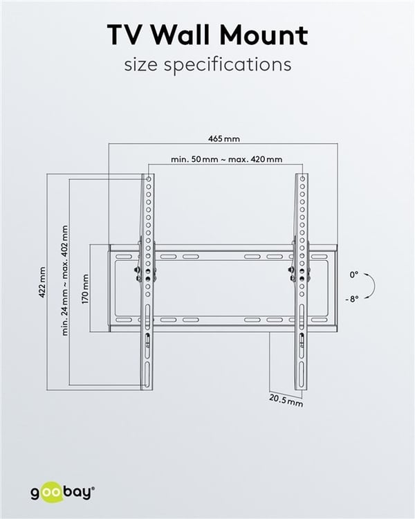 Goobay TV vægbeslag Basic TILT (M) til tv-apparater fra 32 til 55 tommer (81-140 cm), kan vippes op til 35 kg