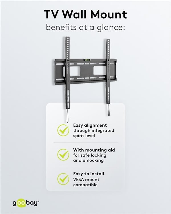 Goobay TV-veggfeste Pro FIXED (M) for TV-er fra 32 til 55 tommer (81-140 cm) (opptil 50 kg)