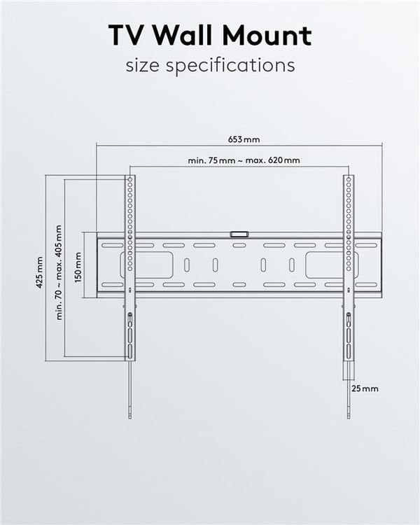 Goobay TV vægbeslag Pro FIXED (L) til tv-apparater fra 37 til 70 tommer (94-178 cm) op til 50 kg