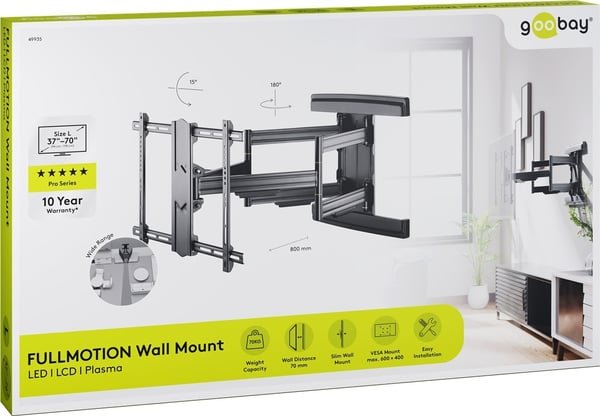 Goobay TV-veggfeste Pro FULLMOTION (L) wide Range for TV-er fra 37 til 70 tommer (94-178 cm), fullt bevegelig (svingbart og vippbart) opp til 70 kg