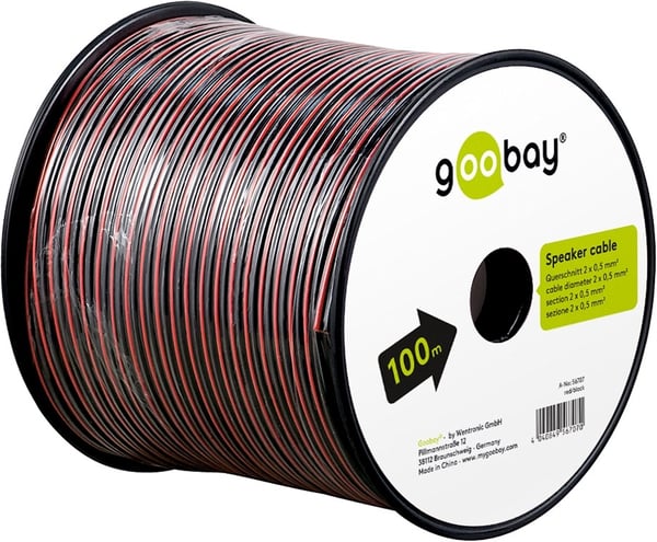 Goobay Høyttalerkabel CCA 100 m spole, tverrsnitt 2 x 0,50 mm²