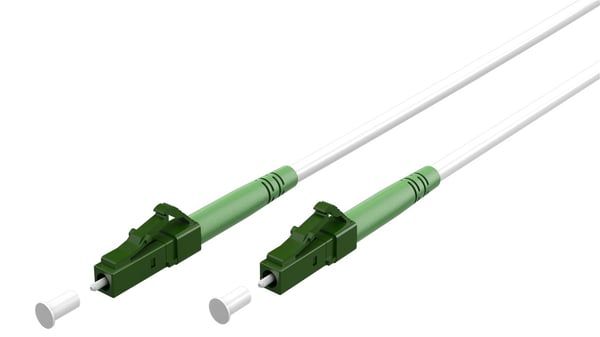 Goobay Lyslederkabel (FTTH), Singlemode (OS2) White, hvid (Simplex), 0,5 m fiberoptisk kabel, LC-APC (8°) stik > LC-APC (8°) stik, halogenfri kabelkap