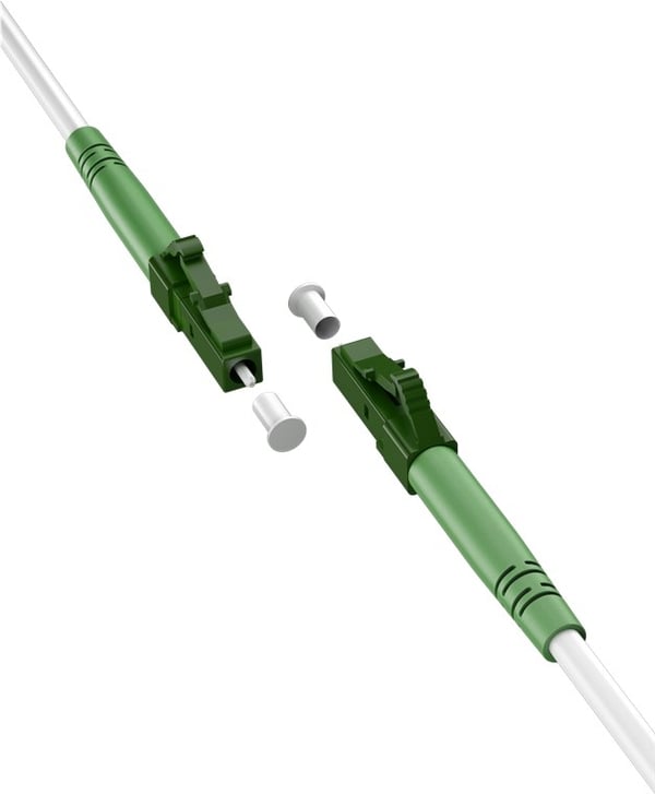 Goobay Lyslederkabel (FTTH), Singlemode (OS2) White, hvid (Simplex), 0,5 m fiberoptisk kabel, LC-APC (8°) stik > LC-APC (8°) stik, halogenfri kabelkap