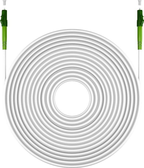 Goobay Lyslederkabel (FTTH), Singlemode (OS2) White, hvid (Simplex), 1 m fiberoptisk kabel, LC-APC (8°) stik > LC-APC (8°) stik, halogenfri kabelkappe