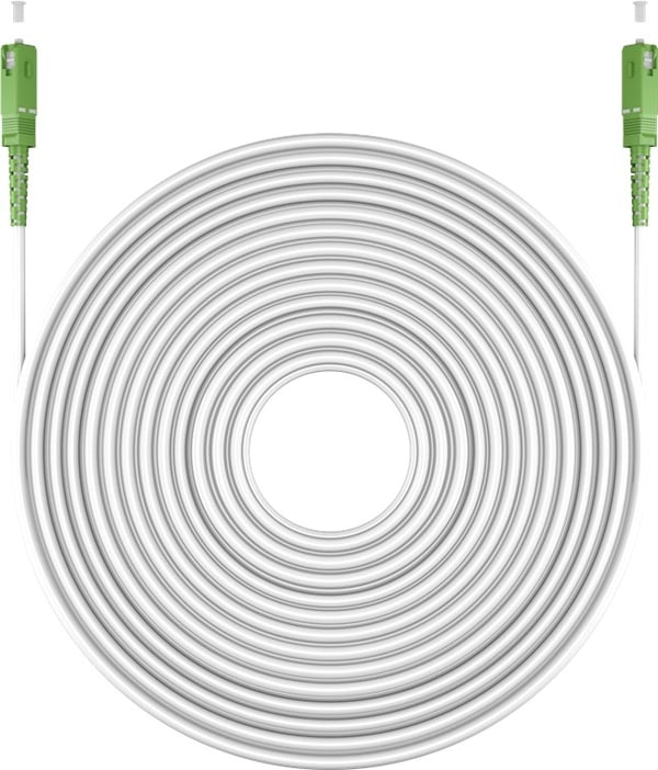 Goobay Lyslederkabel (FTTH), Singlemode (OS2) White, hvid (Simplex), 15 m fiberoptisk kabel, stik SC-APC (8°) > stik SC-APC (8°), halogenfri kabelkapp