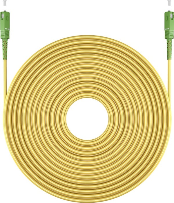 Goobay Fiberoptisk kabel (FTTH), Singlemode (OS2) Yellow, gul (Simplex), 20 m plugg SC-APC (8°) > plugg SC-APC (8°), halogenfri kabelhölje (LSZH)