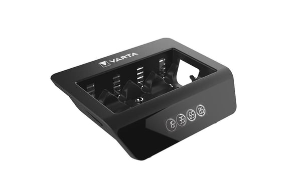 Varta LCD Universal Charger+ (type 57688) lader 1x 9V-batteri eller opptil 4x AA-, AAA-, C- eller D-batterier (NiMH) samtidig