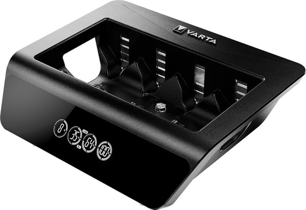 Varta LCD Universal Charger+ (type 57688) lader 1x 9V-batteri eller opptil 4x AA-, AAA-, C- eller D-batterier (NiMH) samtidig