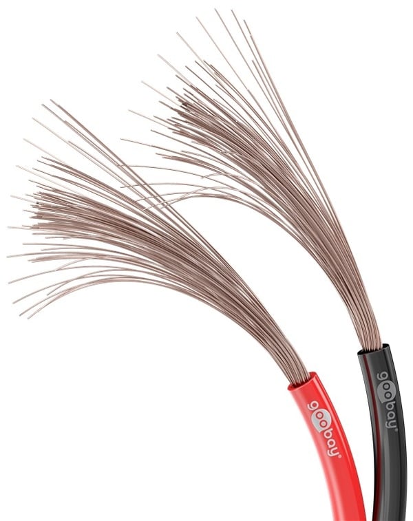 Goobay Høyttalerkabel rød;svart CCA 50 m spole, tverrsnitt 2 x 1,5 mm²
