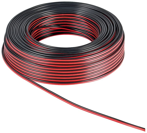 Goobay Høyttalerkabel rød;svart CCA 50 m spole, tverrsnitt 2 x 1,5 mm²