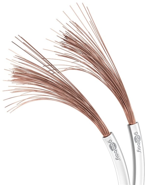 Goobay Høyttalerkabel hvit CCA 25 m spole, tverrsnitt 2 x 0,75 mm²