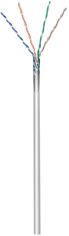 Goobay CAT 5e Nettverkskabel, F/UTP, 100 m, grå Kobberbelagt aluminiumsleder (CCA), AWG 26/7 (fåtrådet), PVC-kabelkappe