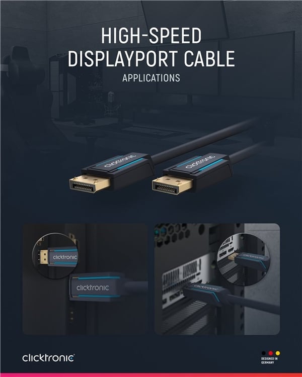 ClickTronic DisplayPort™-kabel Premium-kabel | 1x DisplayPort™-stik 1x DisplayPort™-stik | 5,0 m | UHD 4K @ 60 Hz