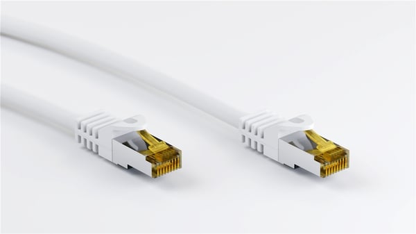 Goobay RJ45 patchkabel S/FTP (PiMF), 500 MHz, med CAT 7 råkabel, hvit, 2 m LSZH halogenfri kabelkappe, kobber, RJ45-kontakt (CAT 6A)