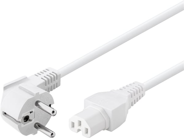Goobay Anslutningskabel för varm utrustning, 2 m, vit Jordkontaktstift (typ F, CEE 7/7) > apparatuttag C15
