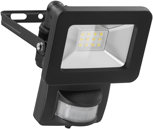 Goobay LED-strålkastare för utomhusbruk, 10 W, med rörelsedetektor med 850 lm, neutralt vitt ljus (4000 K), PIR-sensor med ON/OFF-funktion och M16 kab