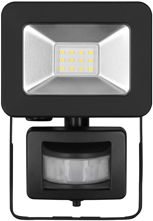 Goobay LED-strålkastare för utomhusbruk, 10 W, med rörelsedetektor med 850 lm, neutralt vitt ljus (4000 K), PIR-sensor med ON/OFF-funktion och M16 kab