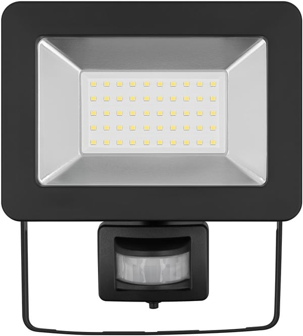 Goobay LED-strålkastare för utomhusbruk, 50 W, med rörelsedetektor med 4250 lm, neutralt vitt ljus (4000 K), PIR-sensor med ON/OFF-funktion och M16 ka