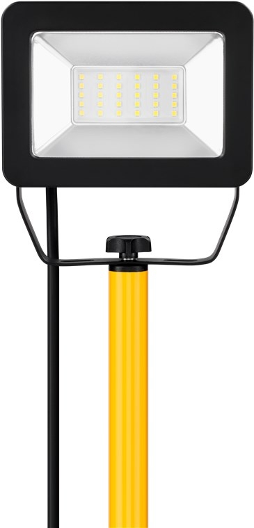 Goobay LED-konstruktionsstrålkastare med teleskopisk stativ, 30 W med 2550 lm och neutralt vitt ljus (4000 K), lämpligt för inomhus- och utomhusbruk (