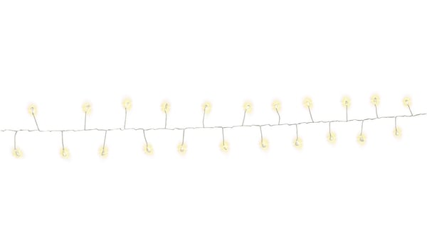 Goobay 50 LED sølvfarget lyskjede med 2 lysmoduser, varmhvit (3000 K), batteridrevet, for innendørs og utendørs bruk (IP44)