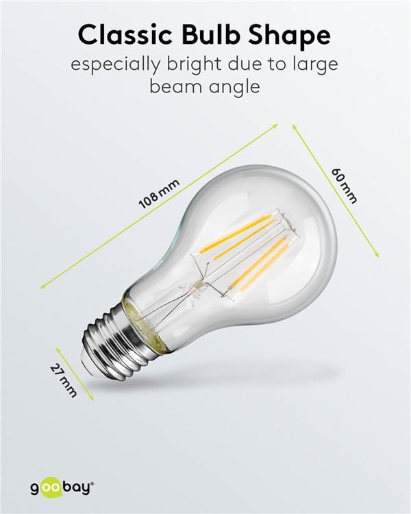 Goobay LED-pære med glødetråd, 4 W sokkel E27, varmhvit, ikke-dimbar