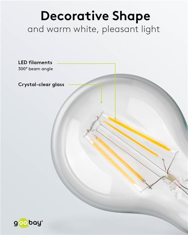 Goobay LED-pære med glødetråd, 4 W sokkel E27, varmhvit, ikke-dimbar