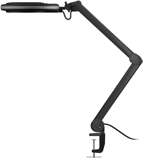 Goobay LED-förstoringslampa med klämma, 8 W, svart 650 lm, 127 mm kristallglaslins, 1,75x förstoring, 3 dioptrier