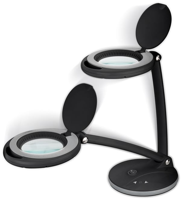 Goobay LED-forstørrelseslampe med stativ, 6 W, svart 80-450 lm, dimbar, 100 mm glasslinse, 1,75x forstørrelse, 3 dioptrier