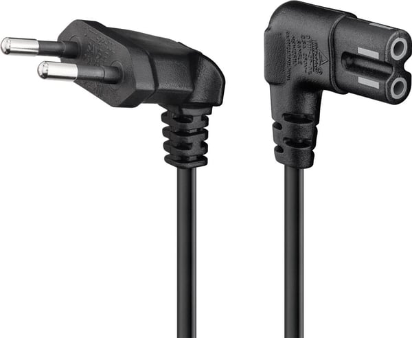 Goobay Euro-tilkoblingskabel, 1 m, svart Euro-plugg (type C, CEE 7/16) > apparatkontakt C7
