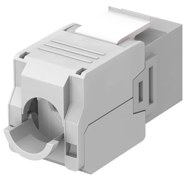 Goobay Keystone-modul RJ45 CAT 6A, UTP 16,5 mm bred, krokodiltyp, klämlist för verktygslös IDC-montering
