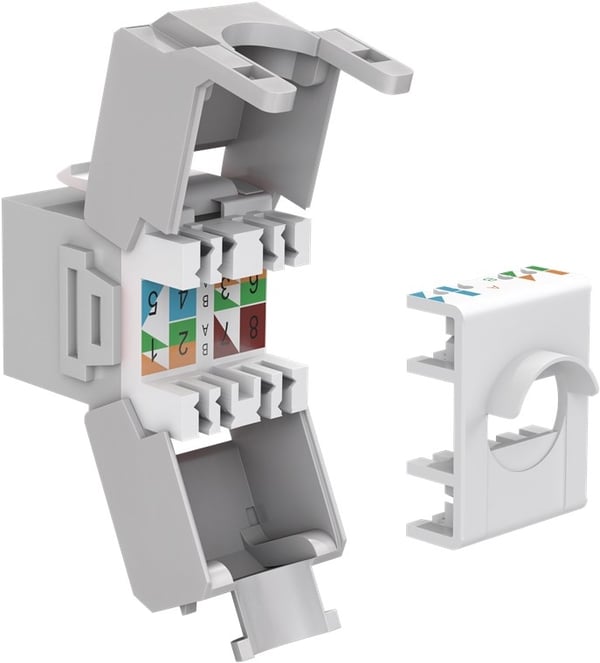 Goobay Keystone-modul RJ45 CAT 6A, UTP 16,5 mm bred, krokodiltyp, klämlist för verktygslös IDC-montering