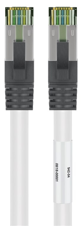 Goobay CAT 8.1 Patchkabel, S/FTP (PiMF), vit 99,9 % syrefri kopparledare (OFC), AWG 24, halogenfri kabelhölje (LSZH)