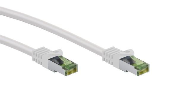 Goobay GHMT-sertifisert CAT 8.1 patchkabel, S/FTP (PiMF), hvit kobberleder, LSZH halogenfri kabelkappe, 0,5 m