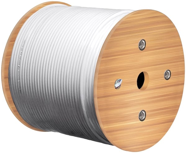 Goobay GHMT-certificeret CAT 8.1 installationskabel, S/FTP (PiMF), gul kobberleder (CU), AWG 22/1 (solid), halogenfri (LSZH), 100 m