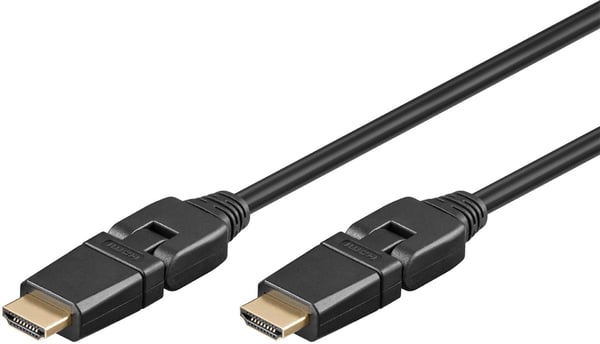 Goobay Høyhastighets HDMI™-kabel 360° med Ethernet HDMI™-kontakt (type A) > HDMI™-kontakt (type A) 360° roterbar, 5 m