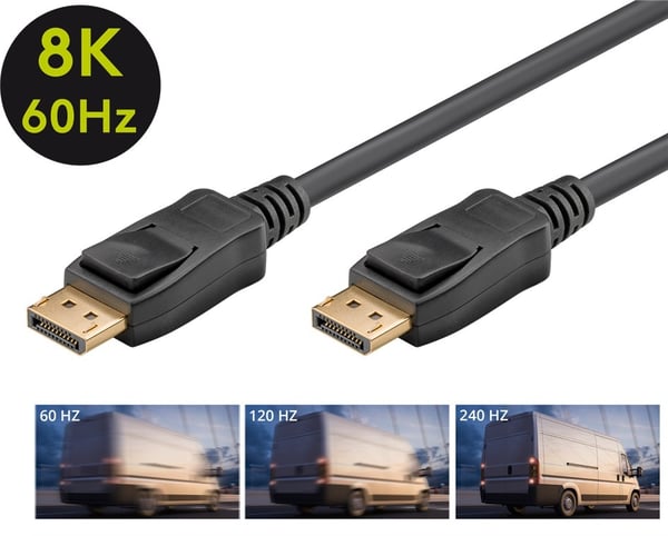 Goobay DisplayPort™-tilkoblingskabel 1.4 Displayport™-plugg > Displayport™-plugg, 8K @ 60 Hz, 5 m