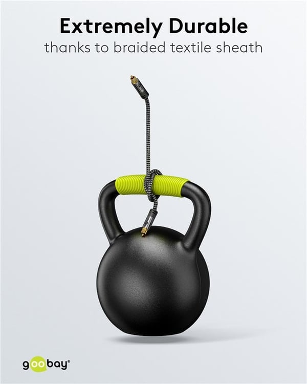 Goobay TOSLINK-kabel, 5 m, Sharkskin Grey Toslink-hanstik > Toslink-hanstik